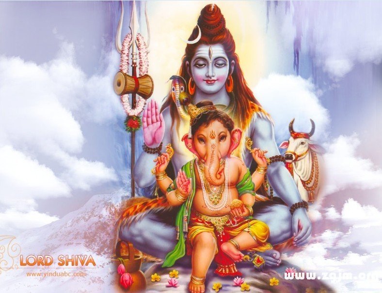 印度教主神之湿婆神和他的儿子象神GANESHA